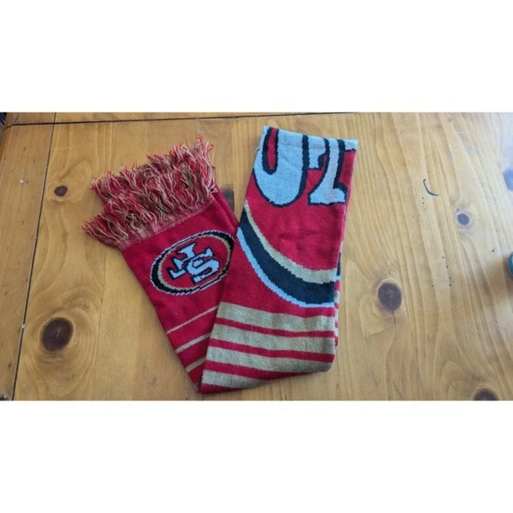 San Francisco 49ers Scarf Knit Fringe‎ NFL Football Red Gold Fan Gear